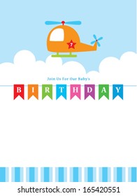 children birthday invitation with cute airplane