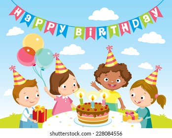 144,739 Kids birthday party cartoon Images, Stock Photos & Vectors ...