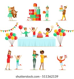 Children Birthday Party Set Of Scenes