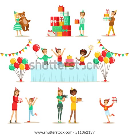 Children Birthday Party Set Of Scenes