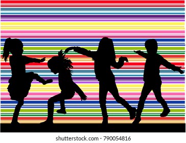 Children black silhouettes.