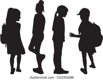 Children black silhouettes. Vector work.