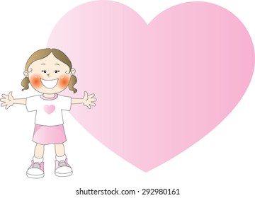 children with blank heart shape border