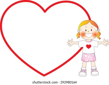 children with blank heart shape border