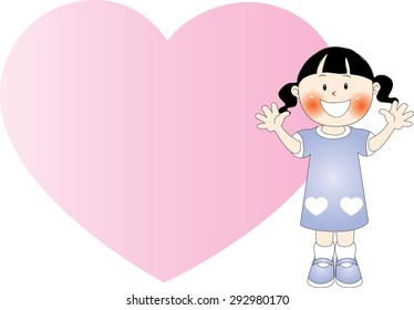 children with blank heart shape border