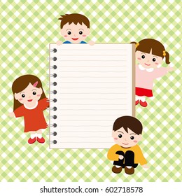 Children with blank note