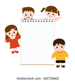Children with blank note