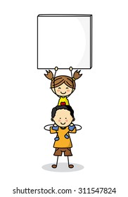 children with Blank Signs