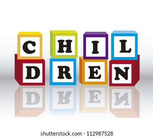 children blocks with shadow over gray background. vector illustration