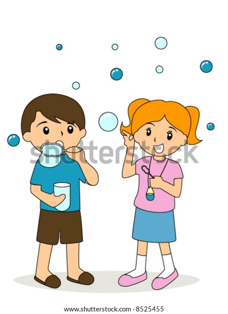 Children Blowing Bubbles Vector Stock Vector (Royalty Free) 8525455 ...