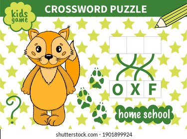 Children board animal game crossword for preschoolers and primary school students worksheets.Page read and match for kids educational book.Vector cartoon style.