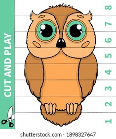 Children board animal game cut  and play for number in place for preschoolers and primary school students worksheets.Page read and match for kids educational book.Vector  cartoon
