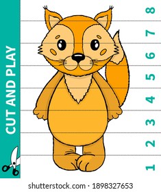 Children board animal game cut  and play for number in place for preschoolers and primary school students worksheets.Page read and match for kids educational book.Vector  cartoon