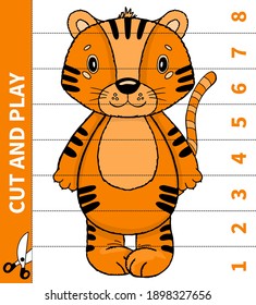 Children board animal game cut  and play for number in place for preschoolers and primary school students worksheets.Page read and match for kids educational book.Vector  cartoon