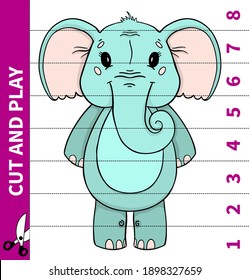 Children board animal game cut  and play for number in place for preschoolers and primary school students worksheets.Page read and match for kids educational book.Vector  cartoon