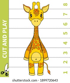 Children board animal game cut  and play for number in place for preschoolers and primary school students worksheets.Page read and match for kids educational book.Vector  cartoon