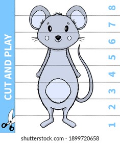 Children board animal game cut  and play for number in place for preschoolers and primary school students worksheets.Page read and match for kids educational book.Vector  cartoon