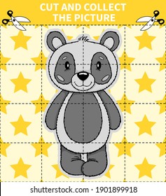 Children board animal game puzzle for preschoolers and primary school students worksheets.Page read and match for kids educational book.Vector cartoon style.