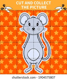 Children board animal game puzzle for preschoolers and primary school students worksheets.Page read and match for kids educational book.Vector cartoon style.