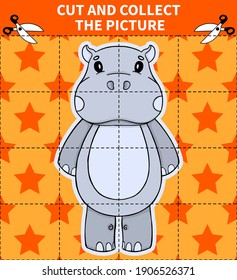 Children board animal game puzzle for preschoolers and primary school students worksheets.Page read and match for kids educational book.Vector cartoon style.