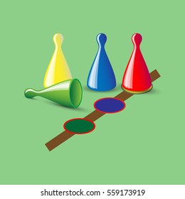 Children board game with chips. Vector illustration.