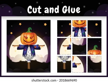 Children board game cut and glue with a scarecrow