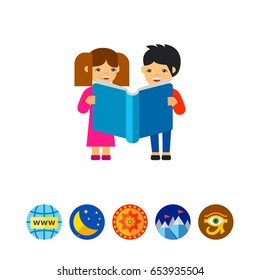 Children with Book Icon