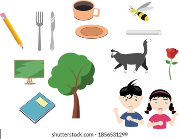 Children book illustration separate objects