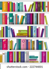 Children Book Shelf. Vector Background. 