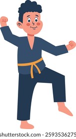 Children Boy Karate Illustration. Vector Character in Flat Cartoon Design.