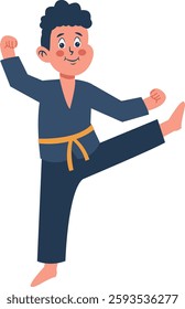 Children Boy Karate Illustration. Vector Character in Flat Cartoon Design.