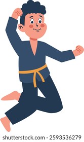 Children Boy Karate Illustration. Vector Character in Flat Cartoon Design.