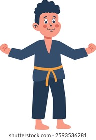 Children Boy Karate Illustration. Vector Character in Flat Cartoon Design.