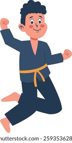 Children Boy Karate Illustration. Vector Character in Flat Cartoon Design.