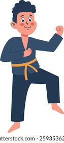 Children Boy Karate Illustration. Vector Character in Flat Cartoon Design.