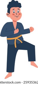 Children Boy Karate Illustration. Vector Character in Flat Cartoon Design.