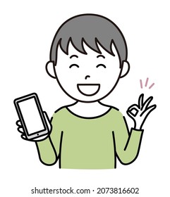 Children and boys operating smartphones
