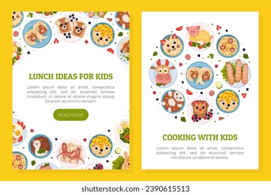 Children Breakfast Food and Meal Banner Design Vector Template