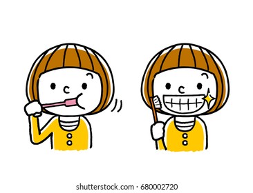 Children brushing teeth
