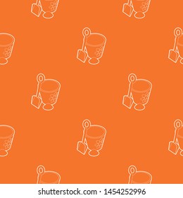 Children bucket with shovel pattern vector orange for any web design best