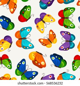 Children butterfly seamless pattern. Vector fashion butterflies wallpaper for child