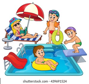 Children by pool theme image 3 - eps10 vector illustration.