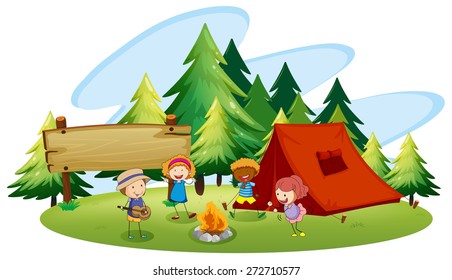 Children camping out in the park
