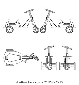 Children Car Bicycle Vector 01. Illustration Of Kids Bike Isolated On White Background. 