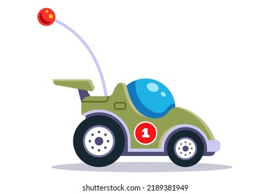 children car on radio control. antenna machine. flat vector illustration.