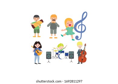 Children Carry Musical Instruments Vector Design Illustration Bundle