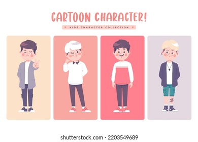 children cartoon boy character collection design