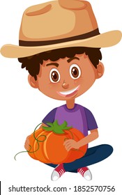 Children cartoon character holding fruit or vegetable isolated on white background illustration