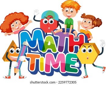 Children cartoon character with math and number theme illustration