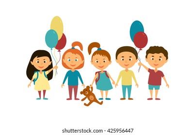 Children Cartoon Characters Friends Funny Kids Stock Vector (Royalty ...